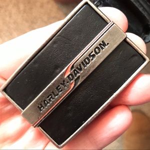 Harley Davidson black leather belt w buckle sz 28